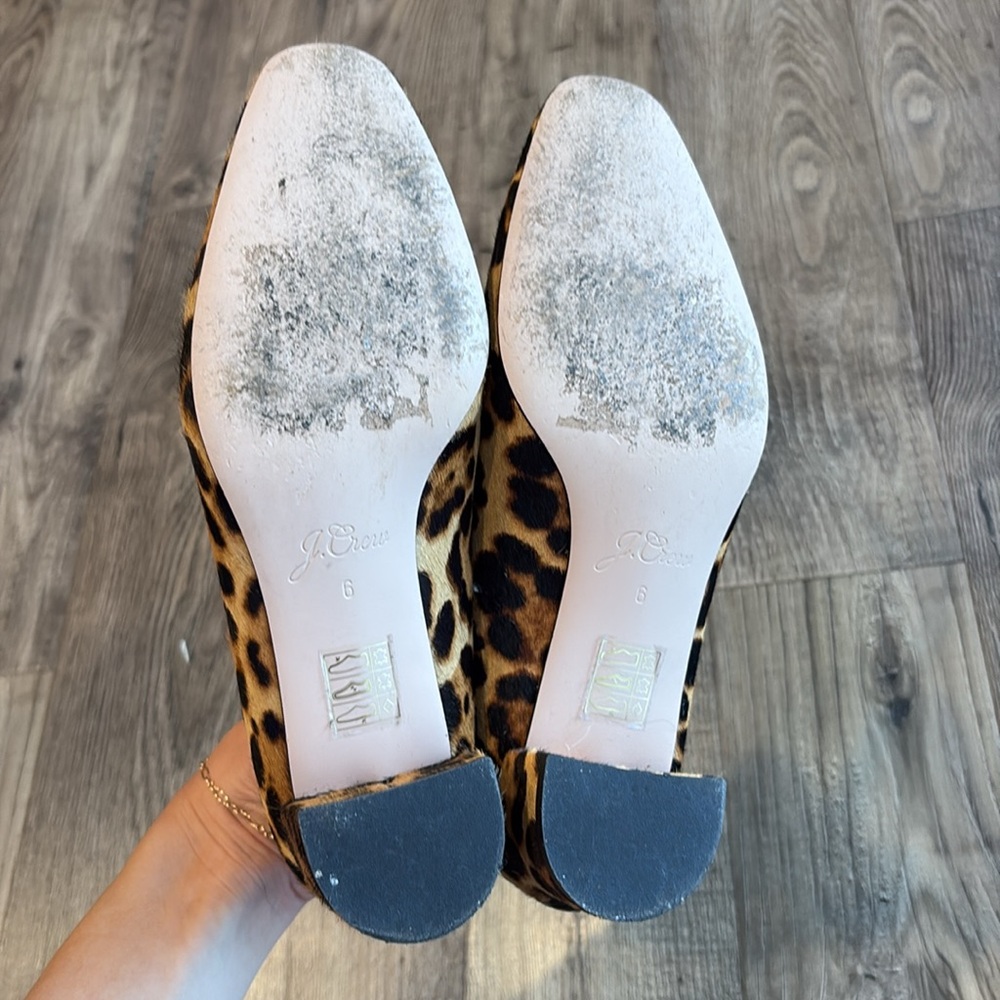 J. Crew Kate Pumps in Calf Hair Leopard Print Block Heel size 6 women’s - Picture 3 of 9